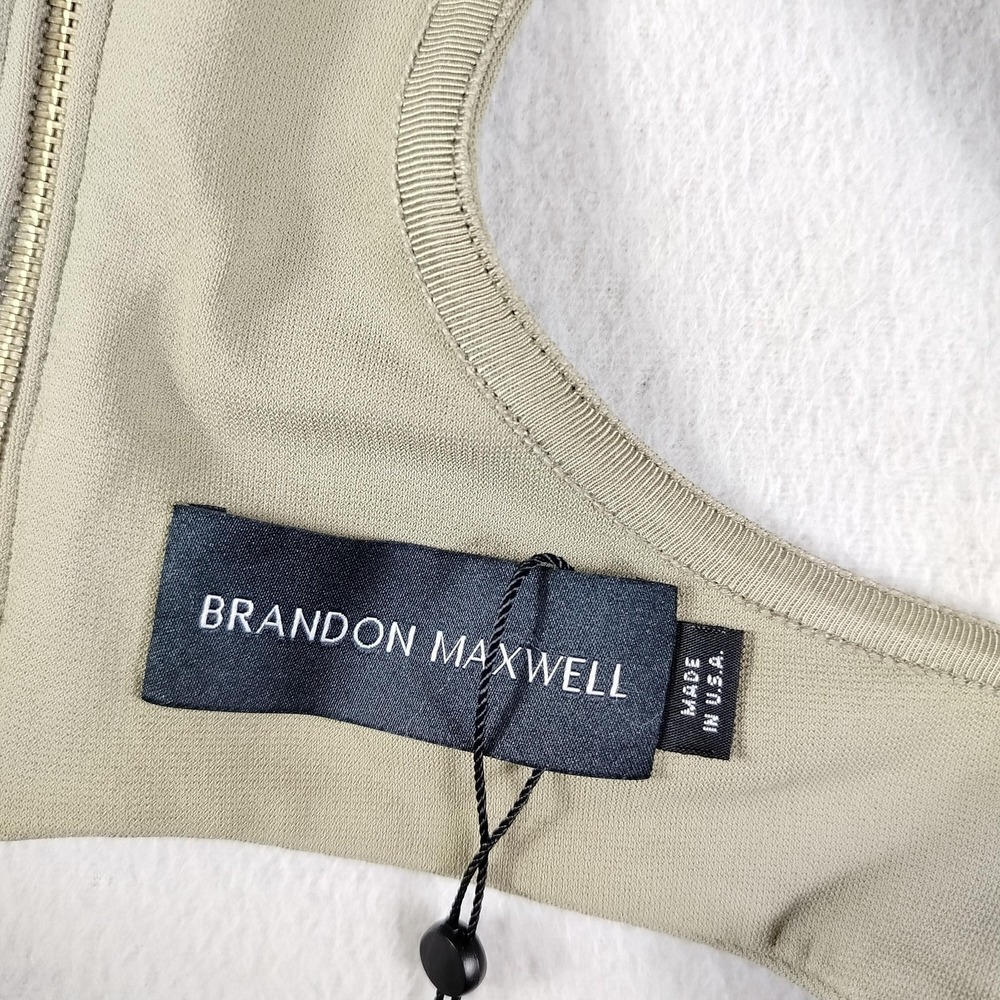Brandon Maxwell Dress Womens 6 Silver Sage Cutout‎ Maxi Made in USA DR323FW20 - Picture 4 of 13
